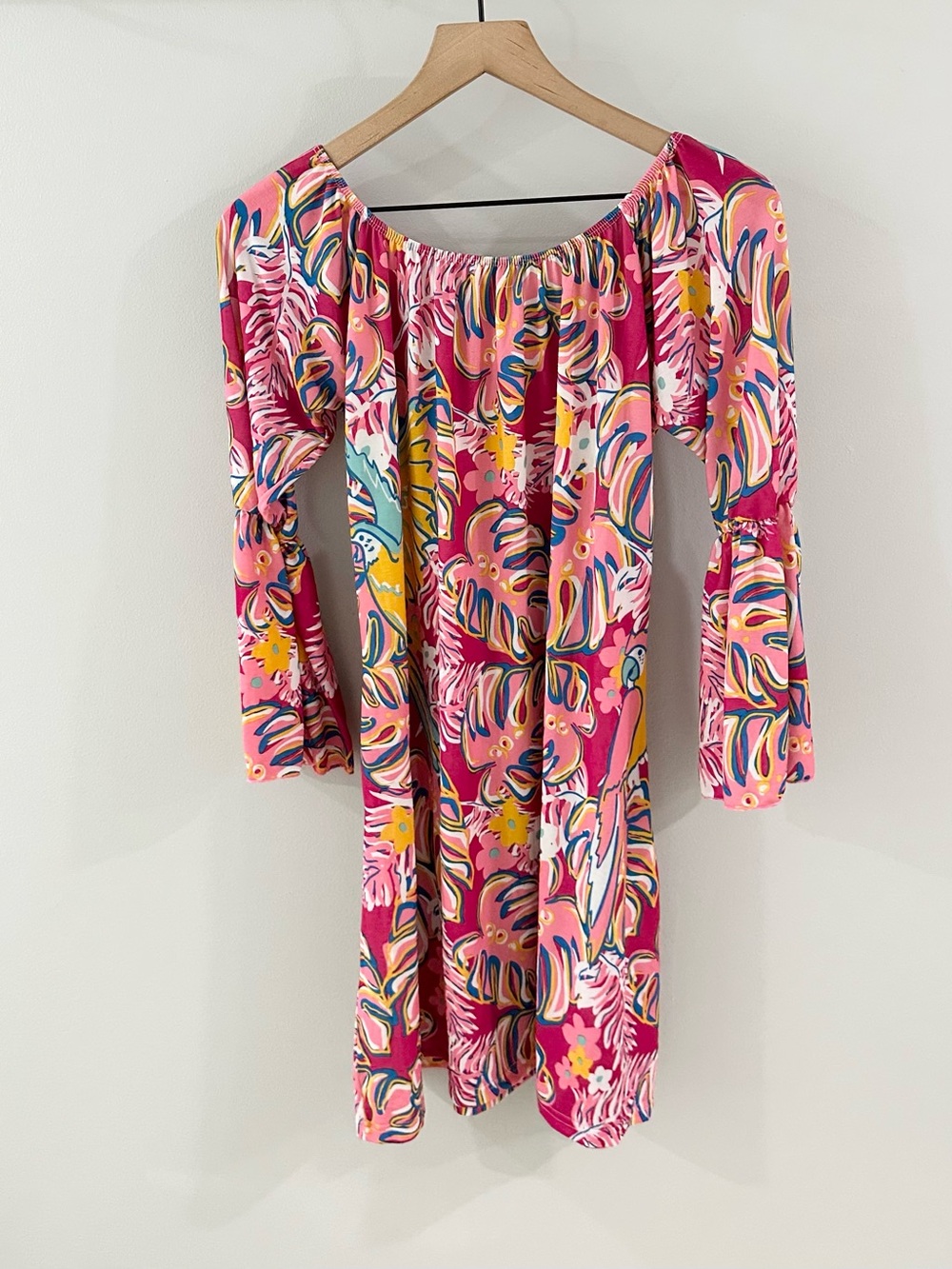 Simply Southern Off Shoulder Mini Dress // Pink Multi // Medium - Picture 6 of 6